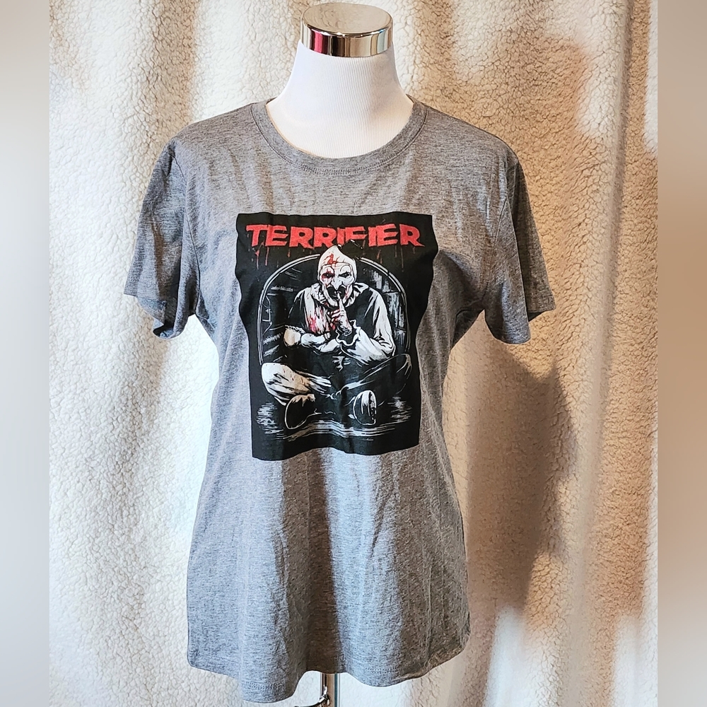 Terrifier Hush Little Baby Women's Tshirt Gray, size L/XL NWOT